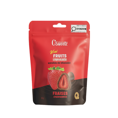 Freeze-dried strawberries coated in milk chocolate - 1 sac
