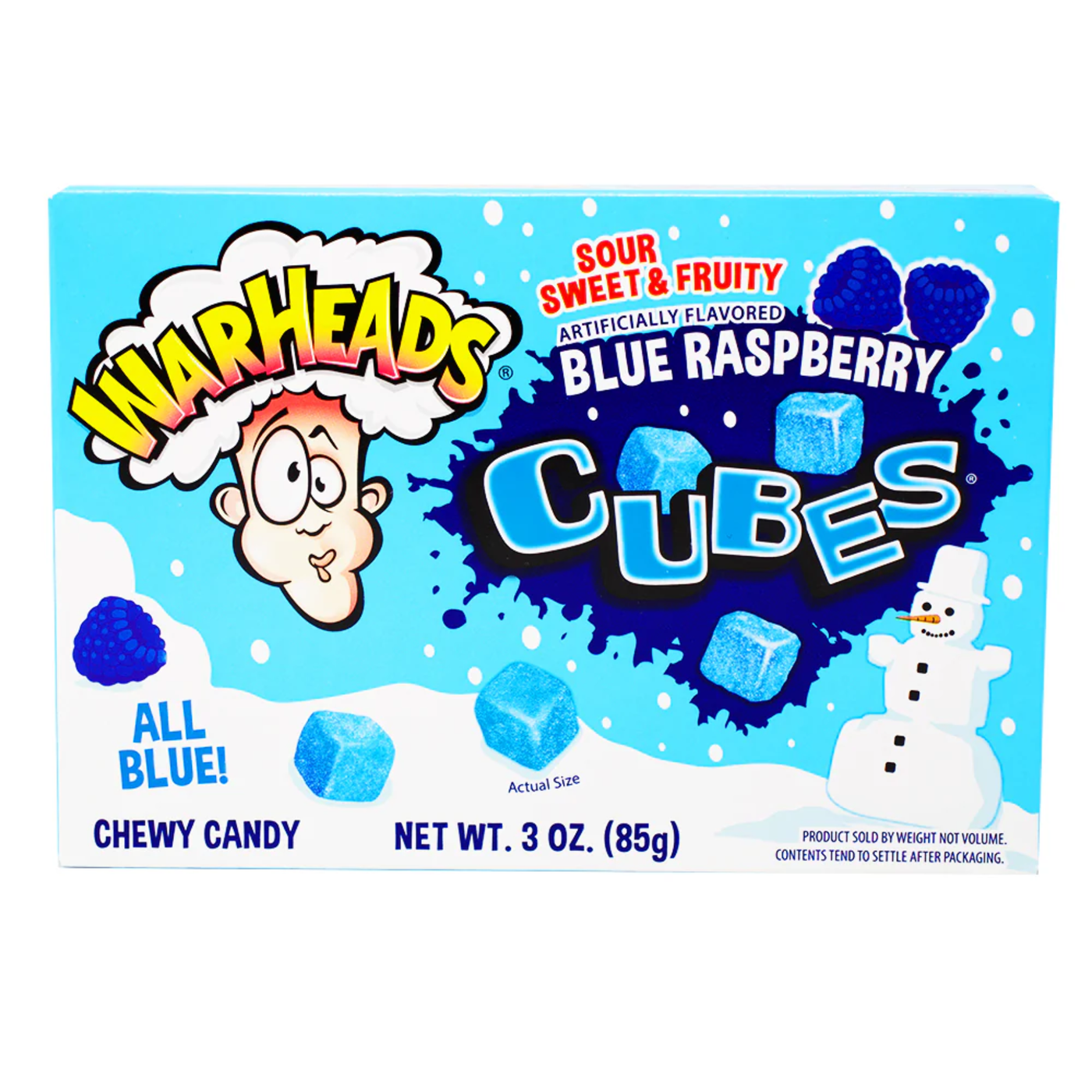 Warheads Blue Raspberry Cubes - Christmas