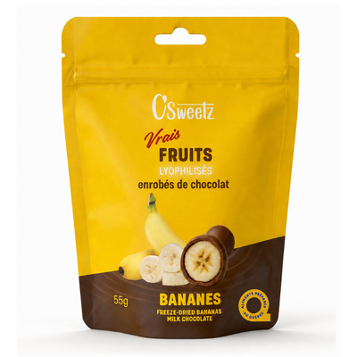 Bananes lyophilisées enrobées de chocolat (55g) - Choco Lait - 1 sac