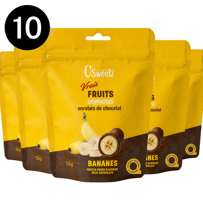 Bananes lyophilisées enrobées de chocolat (55g) - Choco Lait - 10 sacs