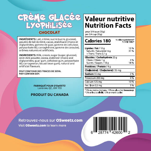 Bouchées de crème glacée lyophilisée - Faites au Québec