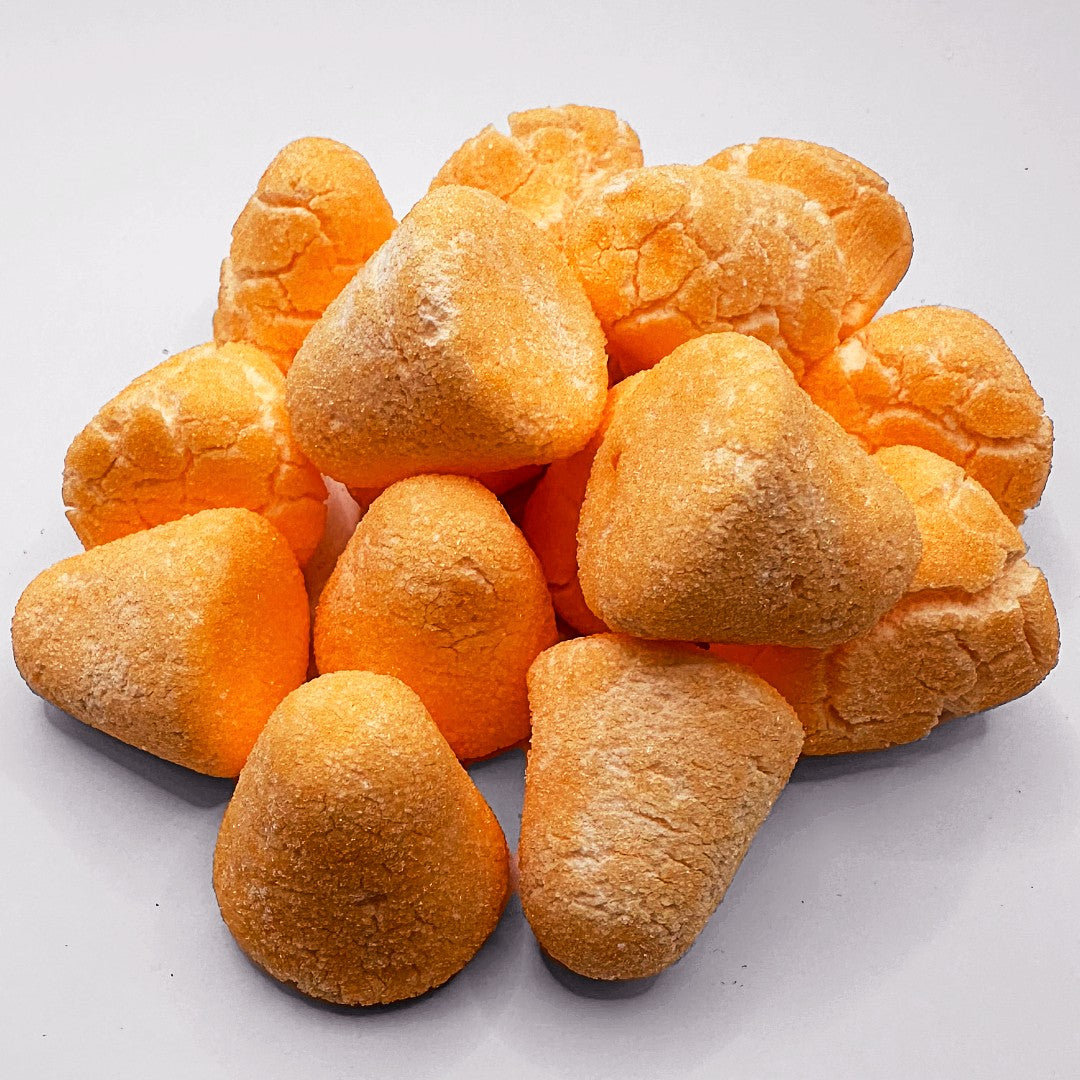Freeze-dried marshmallow peaches